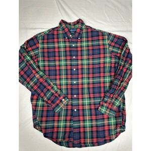 Ralph Lauren Red and Green Plaid Casual Button Down Shirt